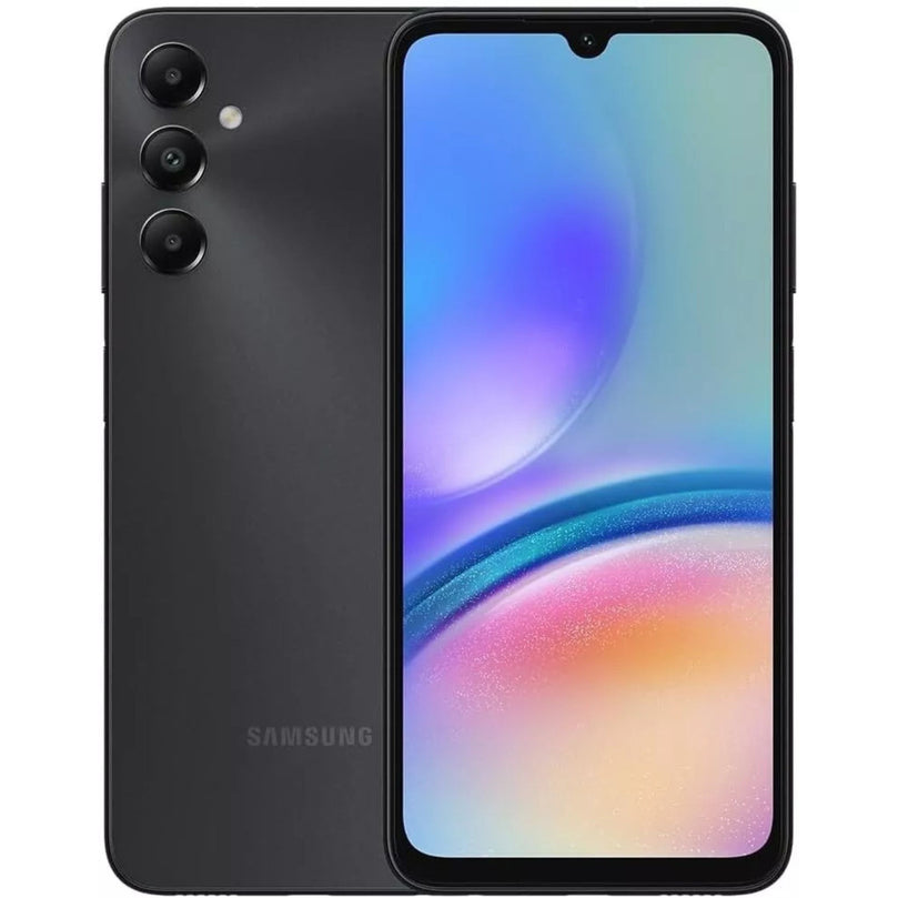 Galaxy A05S in black showcasing the front and black
