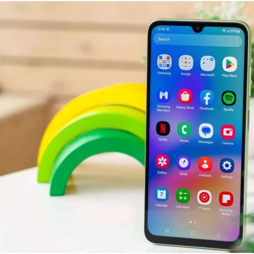 Galaxy A05S in green showcasing the front 