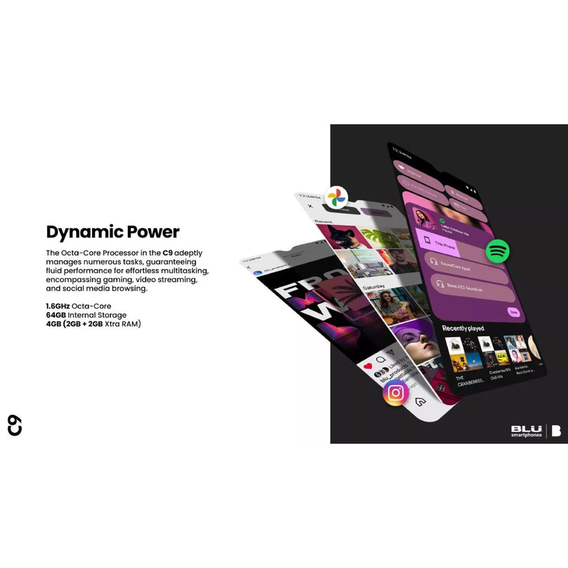 Banner of BLU showcasing the specs