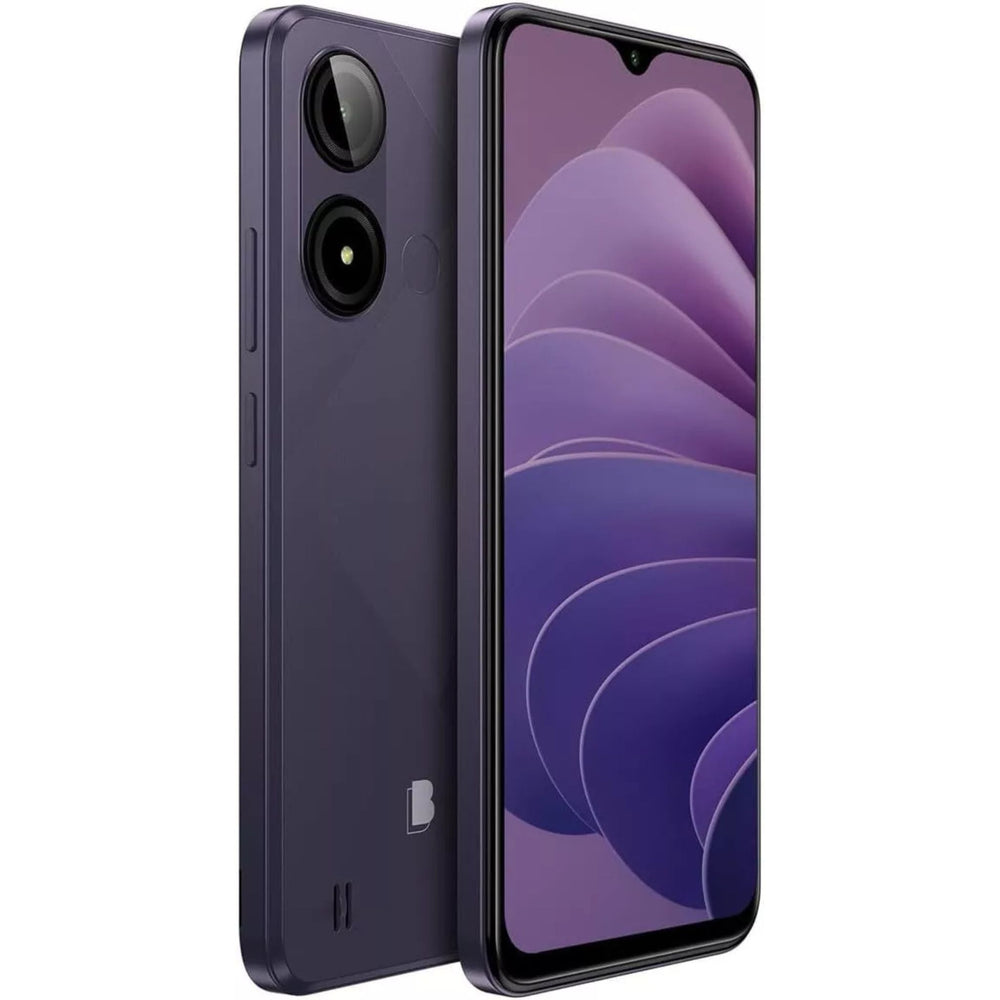 BLU in purple showcasing front and back