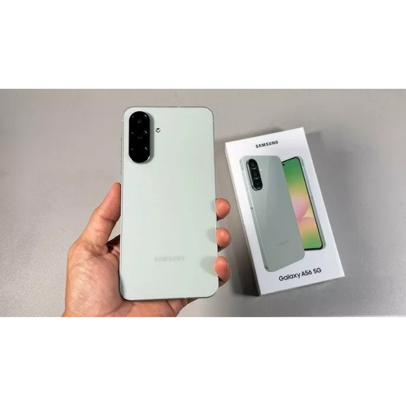Samsung Galaxy A56 being held to showcase the back of the phone.