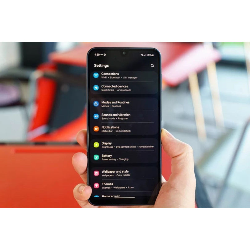 Galaxy A16 in black showcasing the front