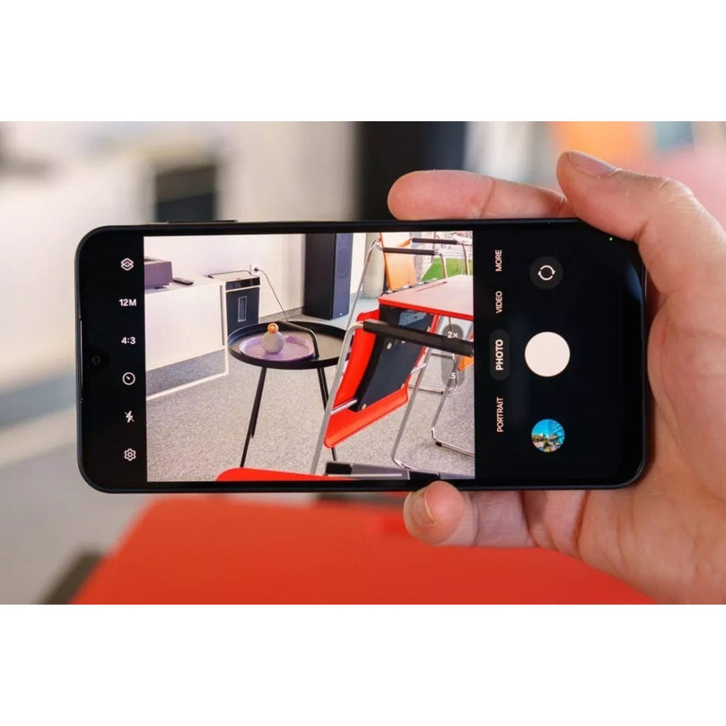Galaxy A16 in black showcasing the front 