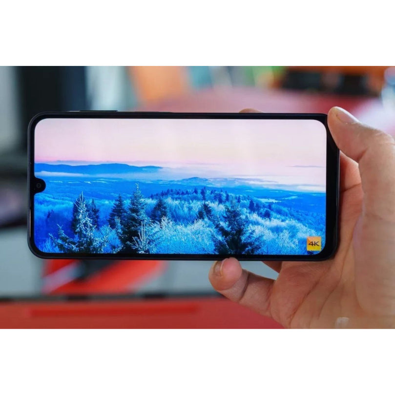 Galaxy A16 in blue showcasing the front and back