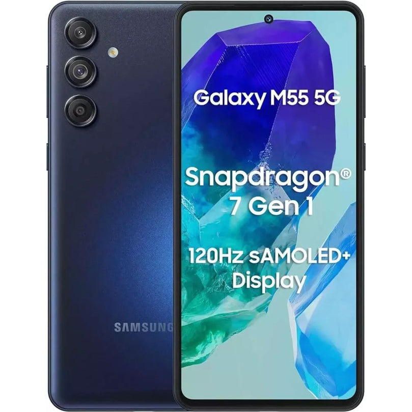 Galaxy M55 showcasing the front and back