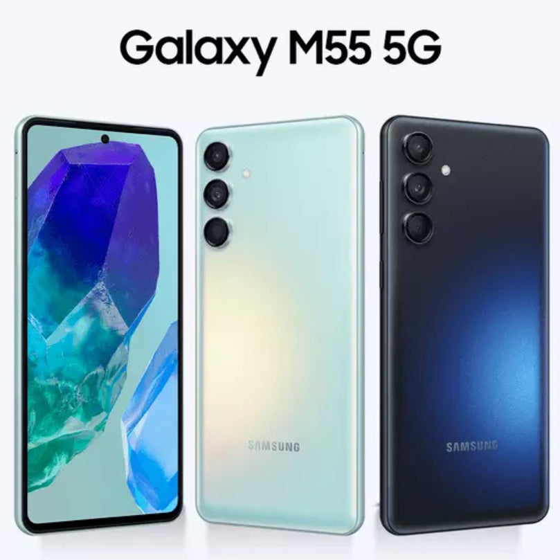 Galaxy M55 showcasing the front and back