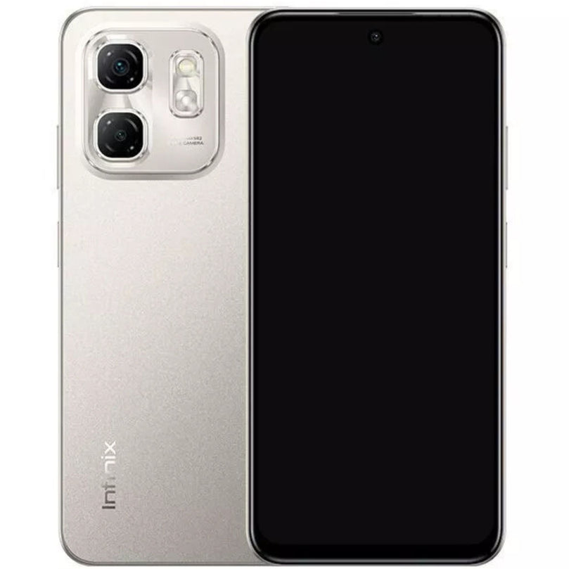 Infinix Hot 50 in gold showcasing the front and back