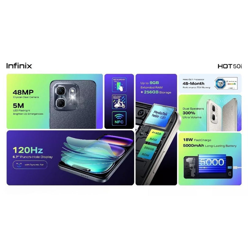 Banner of Infinix Hot 50 showcasing the specs