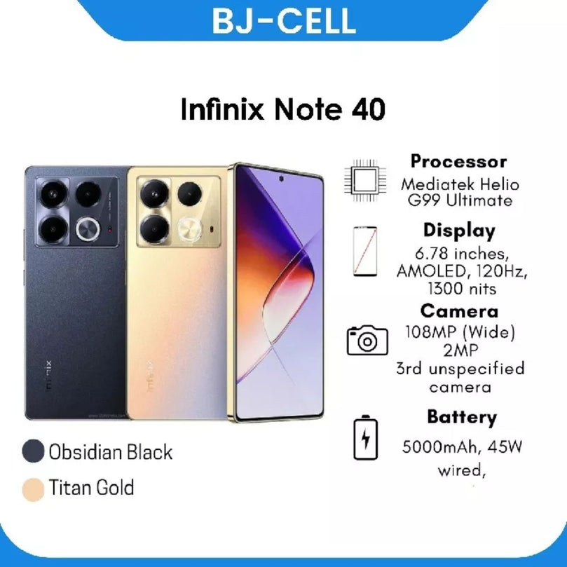 NOTE 40 showcasing the specs