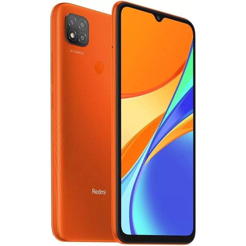 Redmi in orange showcasing the front and back