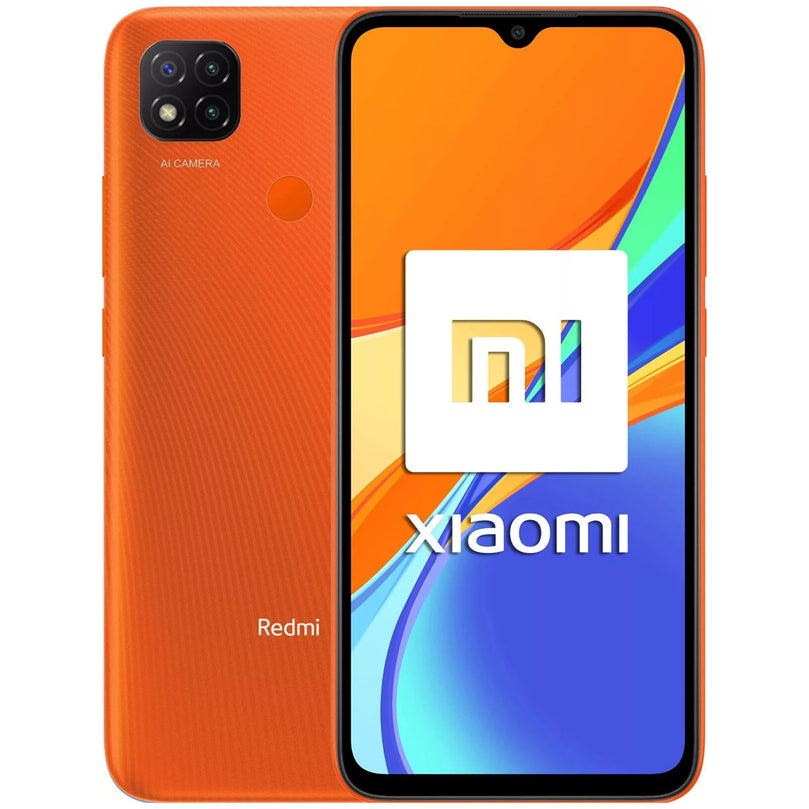 Redmi in orange showcasing the front and back
