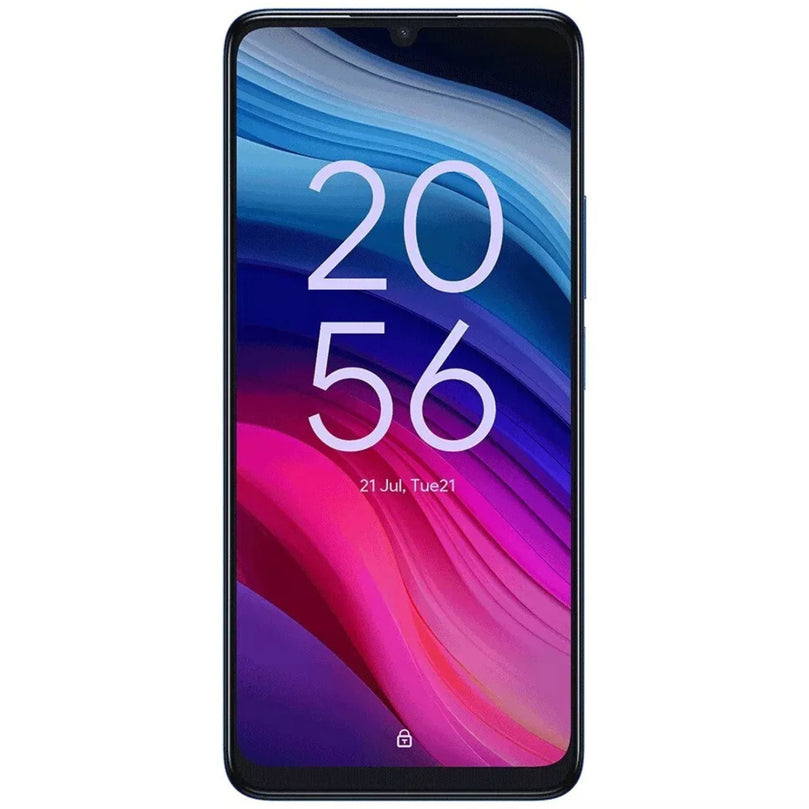 TCL 505s in blue showcasing the home screen.