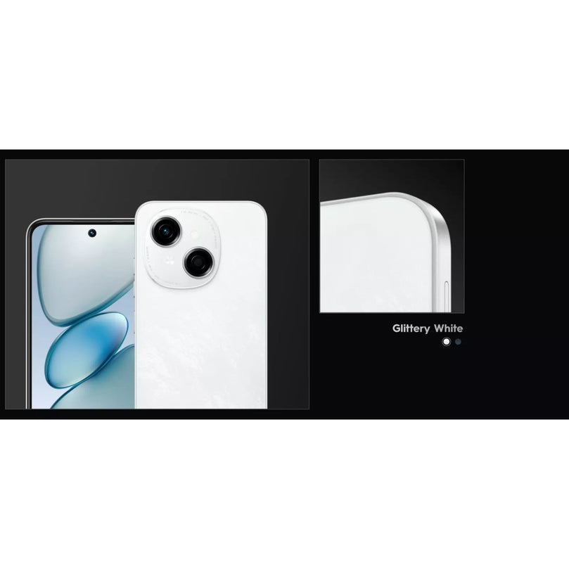 Tecno Spark Go 1S banner advertising glittery white