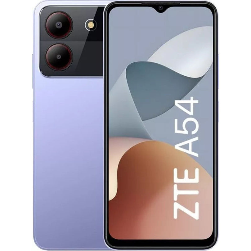 ZTE Blade A54 in lilac showcasing the home screen.