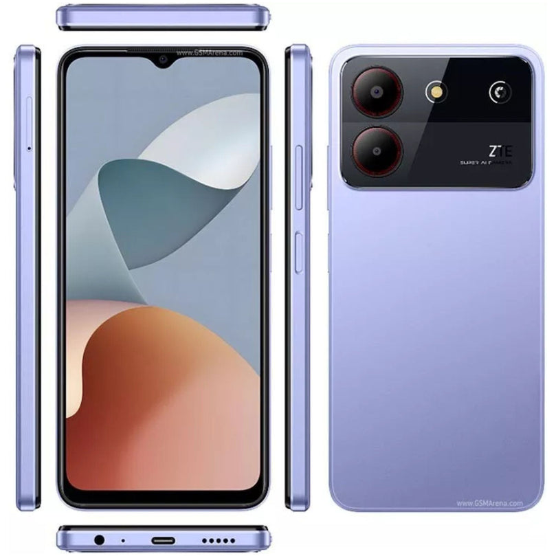 ZTE Blade A54 in lilac showcasing the home screen.