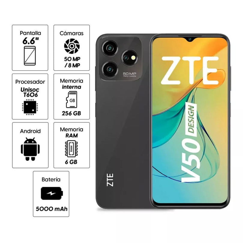 ZTE Blade V50 showcasing the front and specs